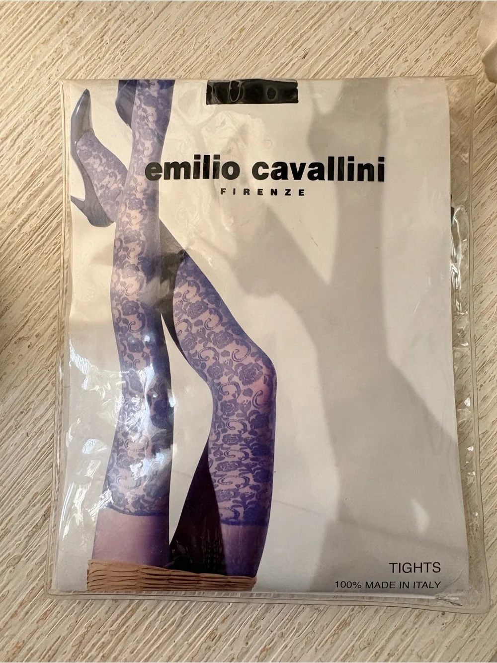 NWT Emilio Cavallini Black Illusion Florea Tights Size M/L Made in Italy